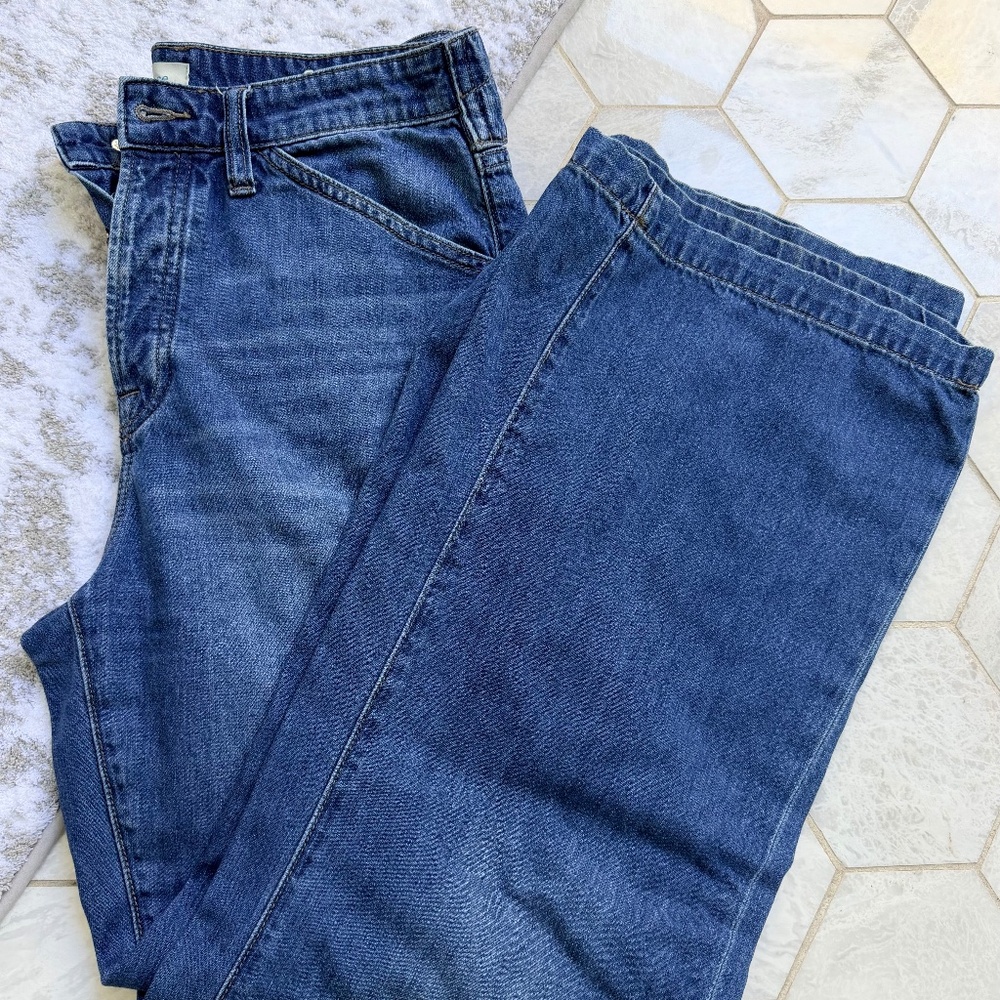 Sundance Greta Wide-Leg Button Fly adjustable Denim Trouser in Indigo Size 27